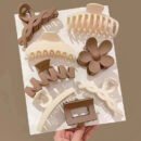 8 Pieces of Adult Hair Clips: Large Size, Shark Clip, Grip Clip, Gradient Combination Set, Hair Accessory Edge Clips - Suitable for Ages 14 and Up, Resin Material, Rectangular Shape, Bow and Flower Designs, Large Size, Set of 8, Elegant and Sweet Style
