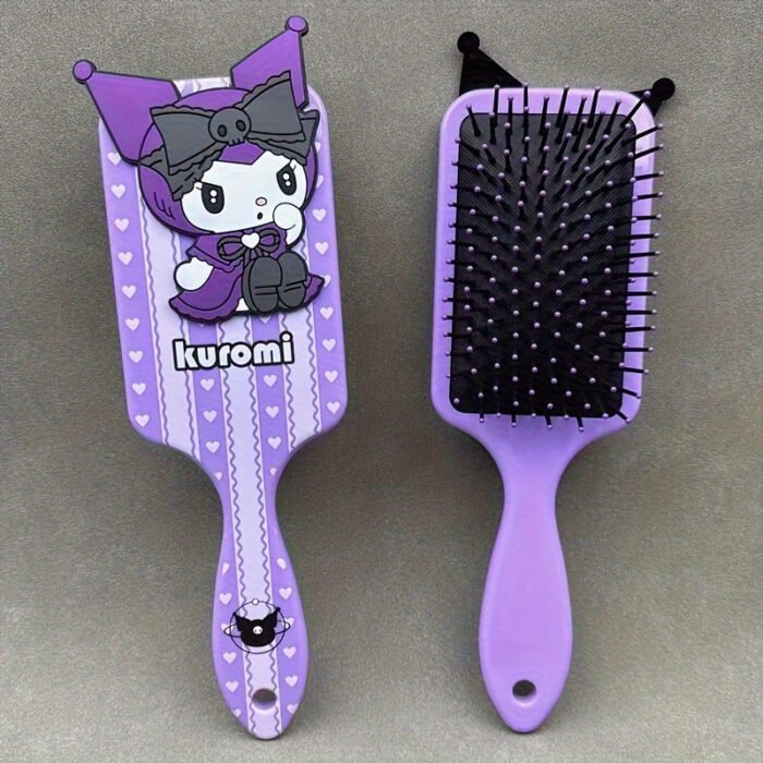 1pc Sanrio Kuromi & for My Melody Air Cushion Comb - Gentle Detangling, Suitable for All Hair Types, Fashionable Cartoon Design, Portable Massage Comb for Women, ABS Plastic Handle, Plastic Bristles, Finishing Comb, Sanrio