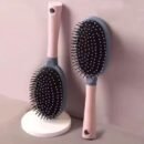 Pink Airbag Comb for Men & Women - Detangling & Massage Brush with Dense Bristles, Ergonomic ABS Plastic Handle for Wet/Dry Hair, Curly/Long Hair Friendly, Scalp Massage Brush | Sleek Style | Lightweight Comb