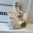 Commuter Japanese Style Cartoon Insulated Large Capacity Student Tote Bag for