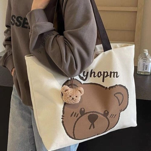 Commuter Japanese Style Cartoon Insulated Large Capacity Student Tote Bag for