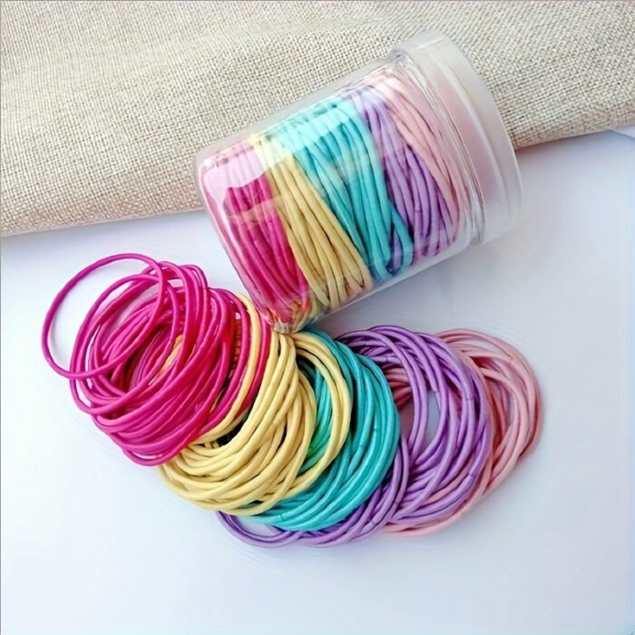 100pcs Vibrant Plain Color Hair Ties - Soft, Elastic, and Gentle Hair Bands for Ponytails, Daily Hair Accessories for Girls and Women of All Ages - Image 7