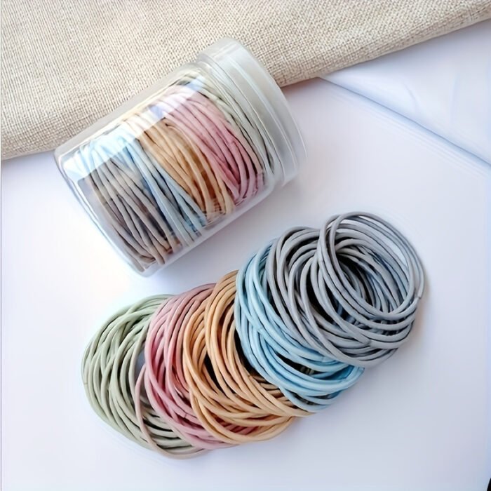 100pcs Vibrant Plain Color Hair Ties - Soft, Elastic, and Gentle Hair Bands for Ponytails, Daily Hair Accessories for Girls and Women of All Ages - Image 9