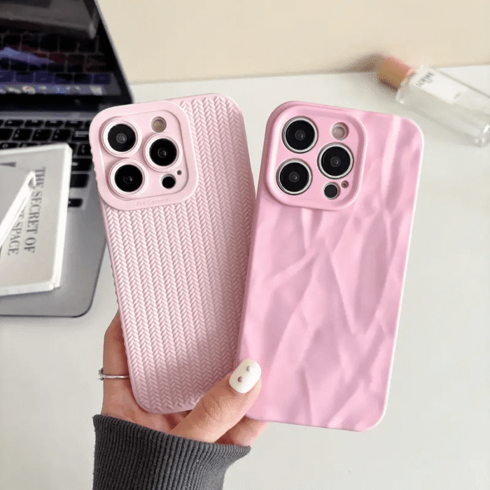 Set of 2 Solid Color Phone Cases with Woven Texture, Compatible with Iphone 15/14/13/12/11/Pro/Plus/Pro Max.