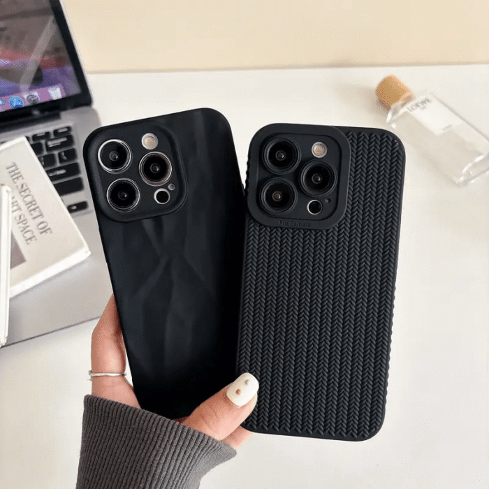 Set of 2 Solid Color Phone Cases with Woven Texture, Compatible with Iphone 15/14/13/12/11/Pro/Plus/Pro Max. - Image 6