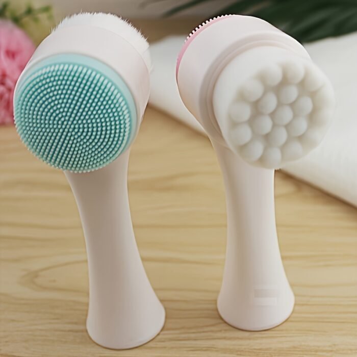 2-In-1 Silicone Face Cleanser - Gentle Exfoliation & Massage, Dual Soft Brushes Suitable for All Skin Types, Fragrance-Free - Image 4
