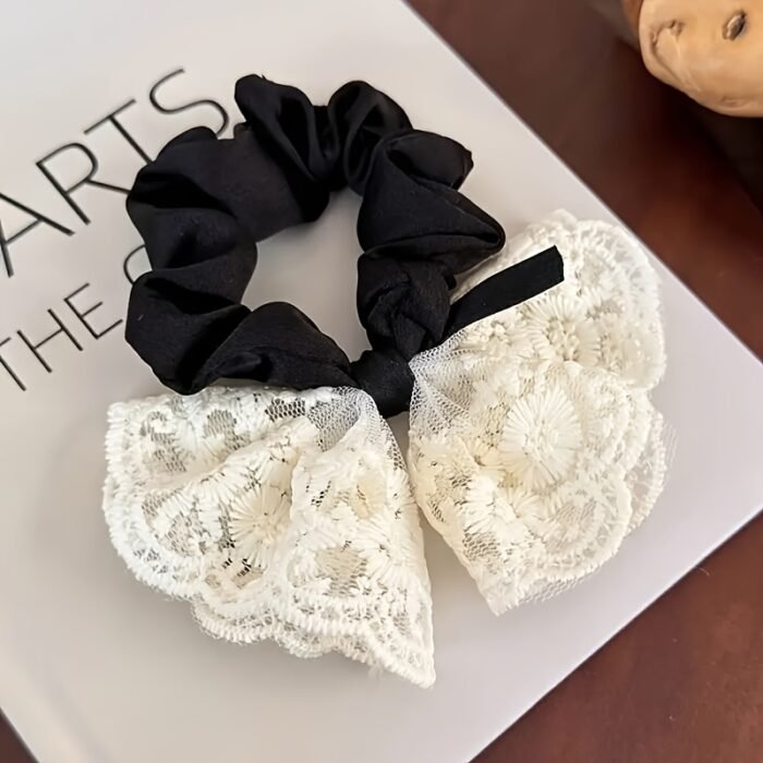 New lace bow, large intestine headband, Korean version hair accessory, sweet headband, cute headband, rubber band, stylish headband accessory - Image 7