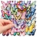 [Waterproof Stickers] 50pcs Vibrant Butterfly Stickers | Waterproof PET Adhesive | For Laptops, Scrapbooks, DIY Projects, Skateboards, Guitars, Helmets & Mugs | By YWWBLD