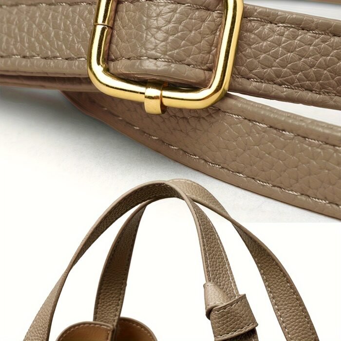 Lightweight PU Leather Fashion Shoulder Bag for Women - Adjustable Crossbody Handbag with Secure Zip Closure, Solid Color Design, Polyester Lining, Chic Bucket Style, Versatile Occasion Accessory, Baigou Crafted - Image 14