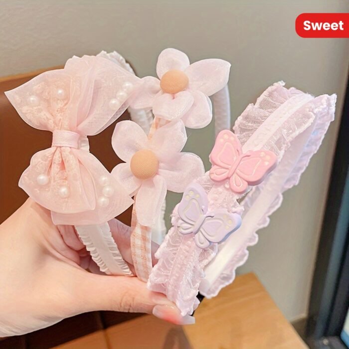 3pcs Elegant & Sweet Lace Floral Mesh Non-Slip Headbands, Charming Bow Accents, Trendy Hair Accessories - Image 20
