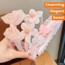 3pcs Elegant & Sweet Lace Floral Mesh Non-Slip Headbands, Charming Bow Accents, Trendy Hair Accessories