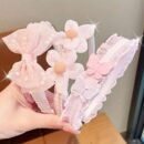 3pcs Elegant & Sweet Lace Floral Mesh Non-Slip Headbands, Charming Bow Accents, Trendy Hair Accessories