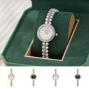 BESTWIN Elegant Fashion Women'S Wrist Watch with Rhinestone Round Case, Pearl Bracelet Band, Quartz Movement, Analog Display, Zinc Alloy Case, Non, Button Battery - Ladies' Timepiece