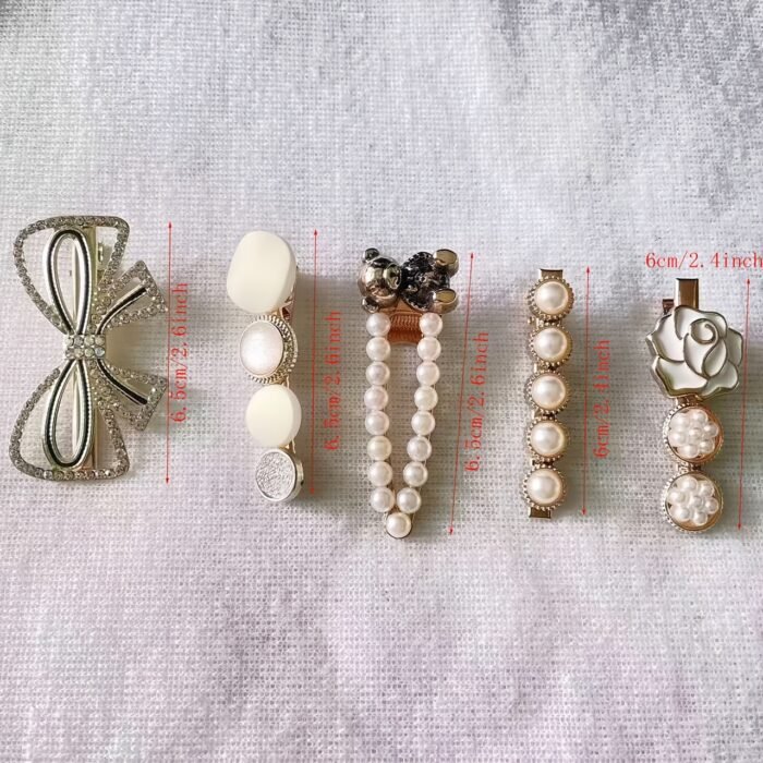 5pcs Pearl Hair Clip Set, Cute Minimalist Style, Plastic Material, Assorted Barrettes for Women, Fashion Hair Accessories for Updo, Bangs, and Hair Grips - Image 5