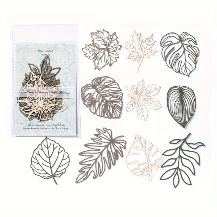 [Retro Floral] Scrapbooking Decorative Collage DIY Craft Material Paper | Pack of 10 sheets | Paper | Hollowed out base | Scrapbook magazine planning, decorative collage, DIY craft | Retro floral branch and leaf - Image 11