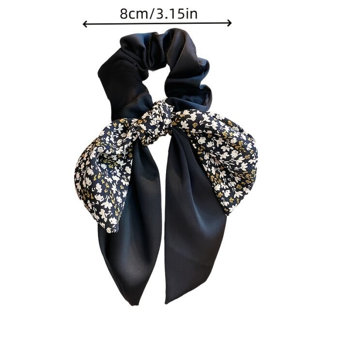 3pcs of Floral Ribbon Hair Bands, Double Layer Floral Hair Bands, Bow Temperament Elegant Senior Sense of Floral Ribbon, Fashion Head Ropes, Small Scarves, Fresh Sweet Ponytail Hair Accessories - Image 5