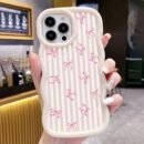 3 Pieces of Large Wave Edge Bow Silicone Anti-Fall Mobile Phone Case Suitable for Apple Mobile Phone