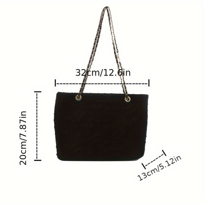 1pc Trendy Nylon Tote Bag with Chain Strap - Lightweight, Casual Style, Zipper Closure, Polyester Lined, Solid Color Shoulder Bag for Everyday Use, Everyday Shoulder Bag|Trendy Tote Bag|Zippered Closure, Small Tote Bag - Image 8