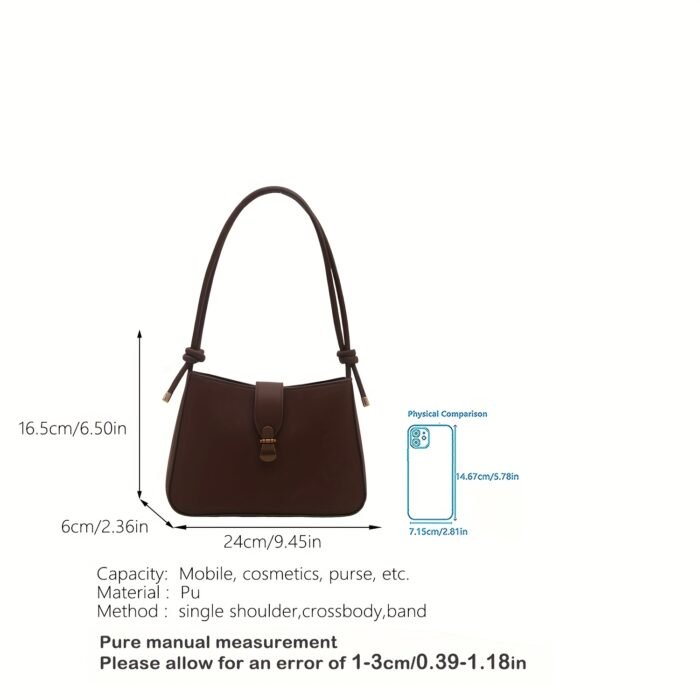 2025 Fashion Minimalist Crescent Underarm Bag for Women, Lightweight, Casual Street Style, Solid Color, Single Strap, Polyester Lined, Ideal for Daily Commute and Parties, Purs - Image 7