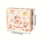 A Capybara-Themed Stationery Gift Set, Featuring Cartoon-Themed Plastic And Wooden School Supplies Including Notebooks, Fountain Pens, Paper Clips, And Accessories, Suitable for Students, Halloween, Christmas, Birthday Gifts, Graduation Gifts