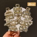 8pcs Women's Models, Exquisite and Gorgeous, Imitation Pearl and Rhinestone Inlay, Multi-Style Small Hair Grab Comb Set, Suitable for Daily Use