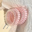Pack of 4 Korean Jelly Color Telephone Cord Hair Ties Cute and Fresh Non-Damaging High Elasticity Headband for Women