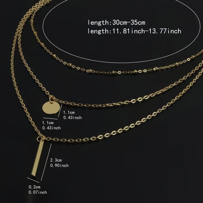 1pc Women's Layered Necklace Golden-Tone Geometric Pendant with Sparkling Accents - Minimalist Elegant Design for Daily & Party Jewelry, Year-Round Versatile Accessory, Versatile Jewelry, Vintage Style, Delicate Chains - Image 5