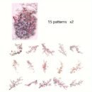30-Pack Plant Floral Branch PET Decorative Stickers, Mixed Color Self-Adhesive Plastic Craft Embellishments with Crystal Accents, Glossy Finish, Irregular Shapes for Scrapbooking and Journaling