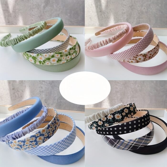 5pcs Women's Vintage Port Style Beautiful Hair Hoop, Cloth Hair Hoop, Outside Wear Girls Round Face Cute Versatile Hair Accessories Set - Image 13