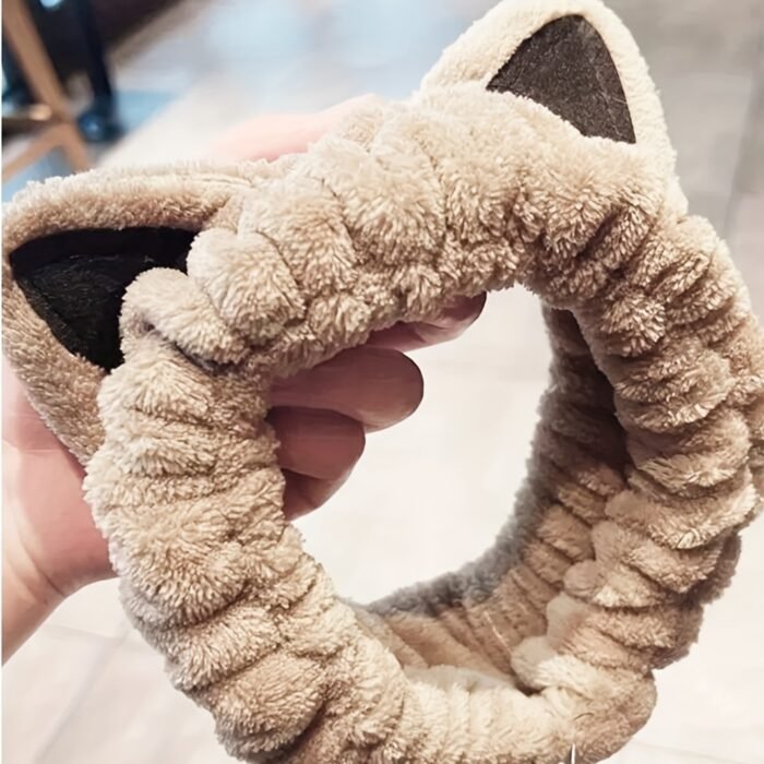 1pc Fluffy Head Band Lovely Kitten Ears Head Hoop Elastic Head Wear Water Absorbent Hair Wear For Face Washing Make Up Skincare - Image 10