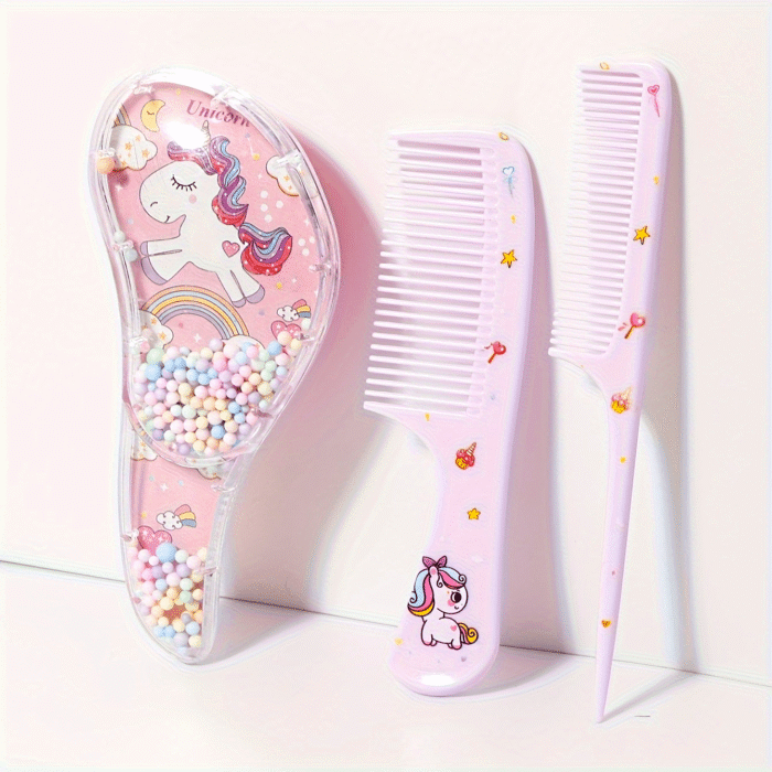 3pcs Cartoon Hair Comb Set - Wet & Dry Use, Detangling & Styling Brushes for All Hair Types, Durable ABS Plastic Handle, Perfect Gift Idea - Image 7