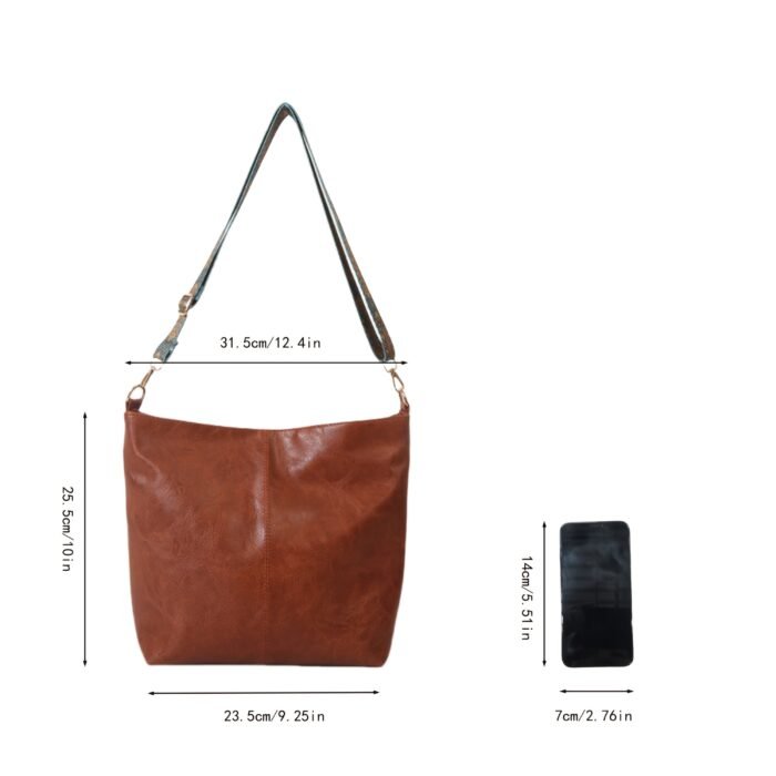 1pc Bohemian Style Large Capacity Women'S Shoulder Bag, Vintage Wide Strap Crossbody Bag, Casual Commuter Bag, Ideal for Easter, Mother'S Day, Casual Commuter Bag|Bohemian Style Bag|Zipper Closure Bag - Image 8