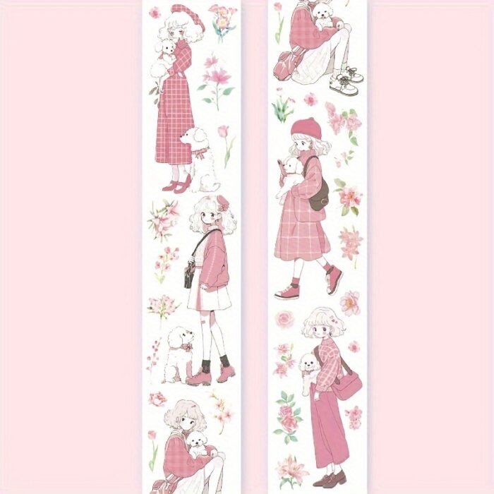 1 Roll/Pack, 8 Rolls/Pack Bouquet Girl Series PET Tape, Cute Artistic INS Style Girl Floral Material, Scrapbook Sticker - Image 15