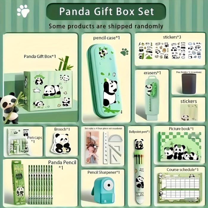 14pcs Panda-Themed Stationery Set - Premium Plastic Office Essentials for Everyday Use & School Rewards - Image 4
