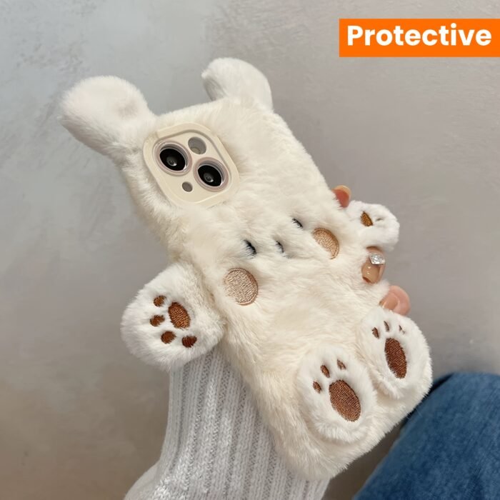 Adorable plush three-dimensional bear mobile phone case suitable for iPhone15ProMax 14 13 12 11 girls' simple niche full-coverage mobile phone protective case - Image 13
