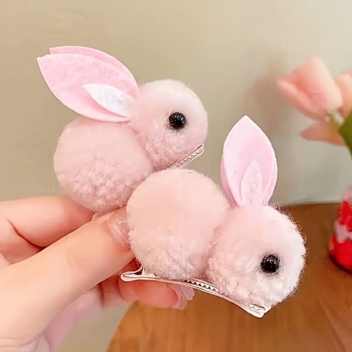2pcs Adorable Easter Bunny Hair Clips - Fluffy Feather Design, Warm 3D Rabbit Ears for Women - Perfect for Parties & Daily Wear, Festive Hair Accessory | Playful Accessory | Soft Texture, Bunny Accessories - Image 9