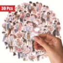 Etori Romantic Couple Stickers - 30 pcs (15 Designs x 2), PET Waterproof Reusable Stickers for Scrapbooking, Crafting, Laptops & Phones, Assorted Love-Themed Irregular Shapes, Suitable for Ages 14+