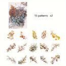 30-Pack Plant Floral Branch PET Decorative Stickers, Mixed Color Self-Adhesive Plastic Craft Embellishments with Crystal Accents, Glossy Finish, Irregular Shapes for Scrapbooking and Journaling