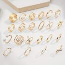 22pcs Fashion Stacking Rings Trendy Heart/ Infinity/ Butterfly/ Chain Design Mix And Match For Daily Outfits Party Accessories For Sweet Cool Girls
