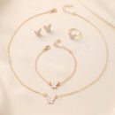 4pcs Elegant Butterfly Jewelry Set for Women, Cute Alloy Necklace, Ring, Earrings, Bracelet, Versatile Fashion Accessories for All Occasions, Gift-Ready