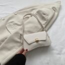 2025 Trendy Women's Synthetic Leather Handbag - Minimalist Top Handle Tote with Golden Clasp Closure, Versatile Shoulder Bag for Work & Casual, Durable Oil-Edged Seams, Available in Black/White/Khaki/Brown/Green