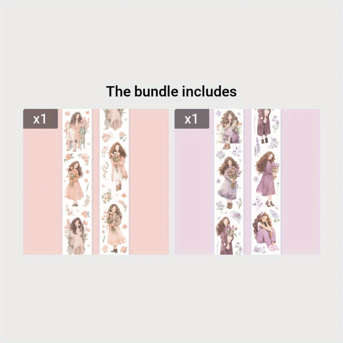 1 Roll/Pack, 8 Rolls/Pack Bouquet Girl Series PET Tape, Cute Artistic INS Style Girl Floral Material, Scrapbook Sticker - Image 20
