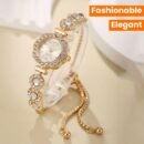 Elegant Women's Quartz Watch with Rhinestone Accents - Fashionable Alloy Bracelet Design, Non-Rechargeable Battery, Simple Style
