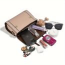 Stylish Women's Synthetic Leather Crossbody Bag - Lightweight, Versatile, and Secure Zip Closure with Adjustable Strap, Black & Brown Two-Tone Design, Perfect for Casual Everyday Use