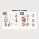 [Retro Floral] Scrapbooking Decorative Collage DIY Craft Material Paper | Pack of 10 sheets | Paper | Hollowed out base | Scrapbook magazine planning, decorative collage, DIY craft | Retro floral branch and leaf