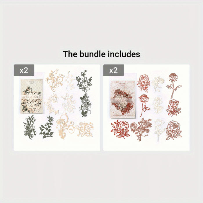 [Retro Floral] Scrapbooking Decorative Collage DIY Craft Material Paper | Pack of 10 sheets | Paper | Hollowed out base | Scrapbook magazine planning, decorative collage, DIY craft | Retro floral branch and leaf - Image 17