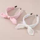 2pcs Cute Pink Strawberry & Floral Bunny Ear Headbands for Girls - Sweet, Versatile Hair Accessories with Bow Detail