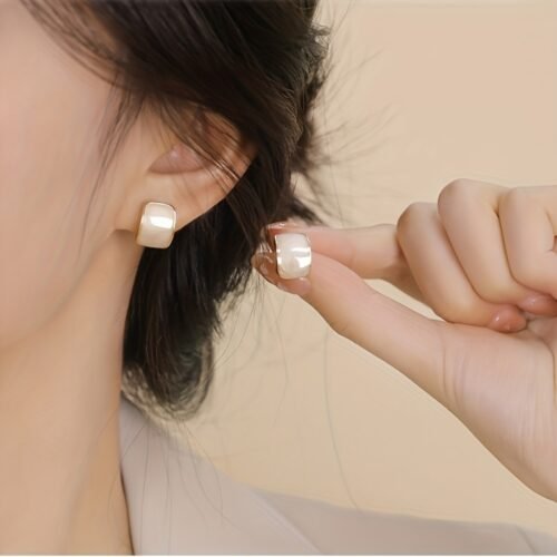 [Luxury Sense] Starry Sky Quicksand White Temperament Delicate Stud Earrings | 1 Pair |  | Elegant Minimalist | Daily Wear |  | Luxury Sense