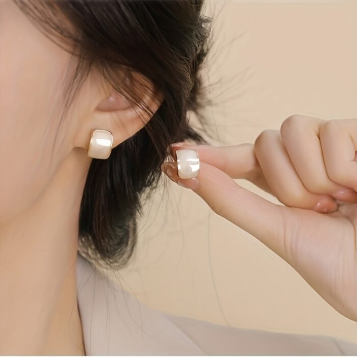 [Luxury Sense] Starry Sky Quicksand White Temperament Delicate Stud Earrings | 1 Pair |  | Elegant Minimalist | Daily Wear |  | Luxury Sense