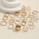 22pcs Fashion Stacking Rings Trendy Heart/ Infinity/ Butterfly/ Chain Design Mix And Match For Daily Outfits Party Accessories For Sweet Cool Girls